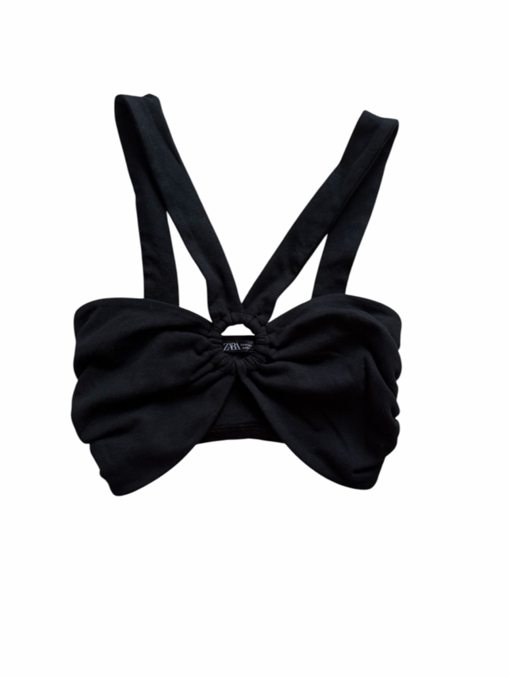Zara Black Ruched O ring bralette top